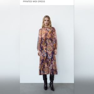 Zara printed midi dress